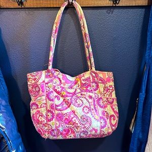 Vera Bradley Side by Side Pink Paisley Tote Bag